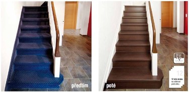 Před renovací a po renovaci schodů